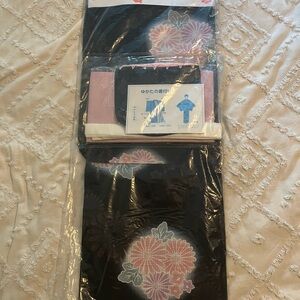 Floral Black and Pink yukata Set